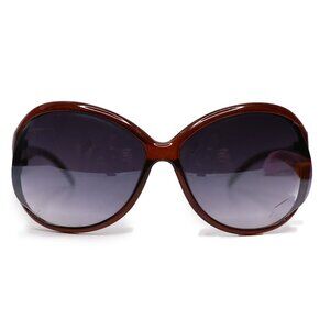 Vintage Brown Wrapped Bug Eye Oversized Sunglasses Jackie O Style Retro Plastic